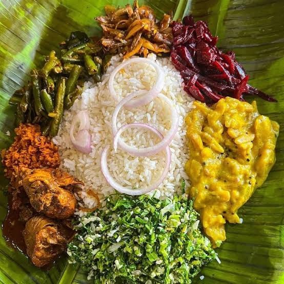 Rice and Curry on a Banana Leaf